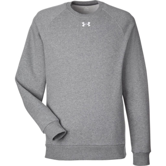 Custom Mens Rival Fleece Crewneck Sweatshirt CS Grey Light Heather/ White