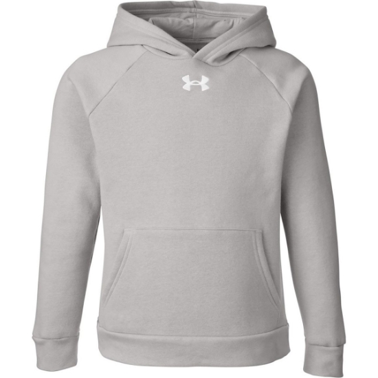 Custom Youth Rival Fleece Hooded Sweatshirt Mod Grey Light Heather/ White