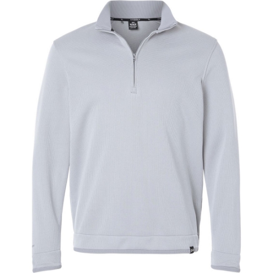 Custom Mens Storm Sweater Fleece Quarter-Zip Pullover Steel/ White