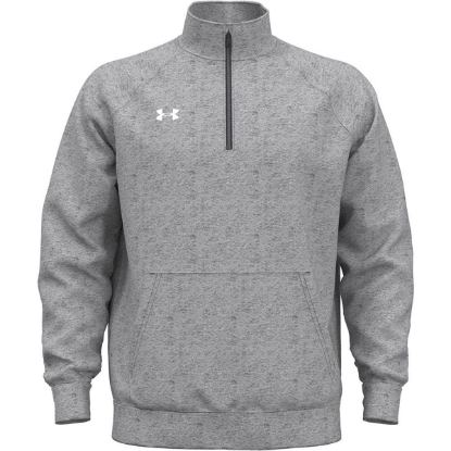 Custom Mens Rival Fleece Quarter-Zip Pullover CS Grey Light Heather/ White
