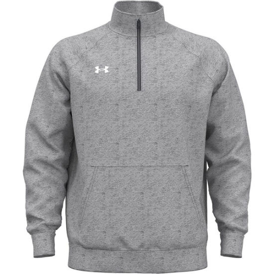 Custom Mens Rival Fleece Quarter-Zip Pullover CS Grey Light Heather/ White