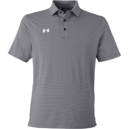 Custom Mens Destin Drive UA Playoff Team Stripe Performance Polo Black/ White