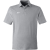 Custom Mens Destin Drive UA Playoff Team Stripe Performance Polo Mod Grey/ White