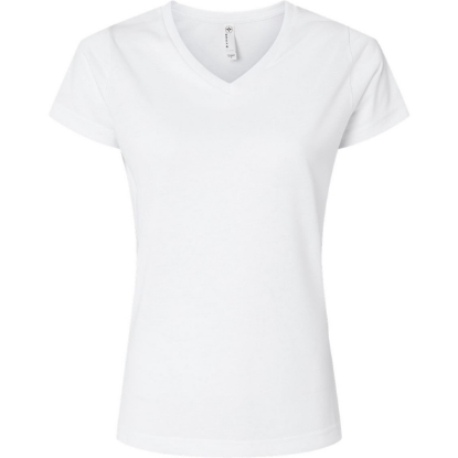 Custom Womens Polyester Sublimation V-Neck Tee White