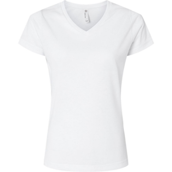 Custom Womens Polyester Sublimation V-Neck Tee White