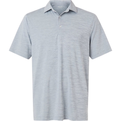 Custom Mens Bohemian Striped Heather Performance Polo Navy Heather