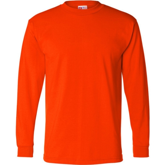 Custom Mens USA-Made 50/50 Long Sleeve T-Shirt Safety Orange