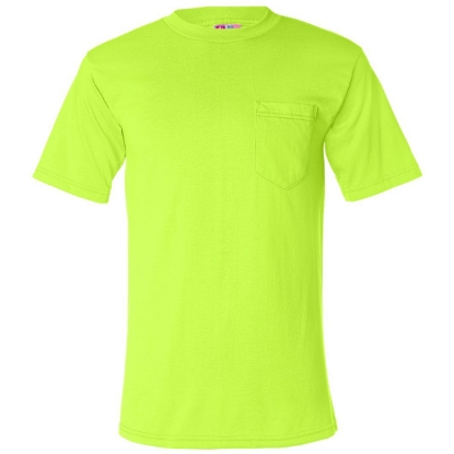Custom Unisex USA-Made 50/50 Pocket T-Shirt Safety Green