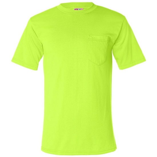 Custom Unisex USA-Made 50/50 Pocket T-Shirt Safety Green