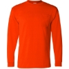 Custom Unisex USA-Made 50/50 Long Sleeve Pocket T-Shirt Safety Orange