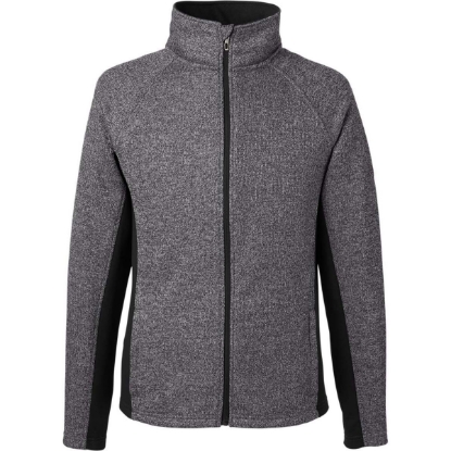 Custom Mens Constant Full-Zip Sweater Fleece Jacket Black Heather/ Black