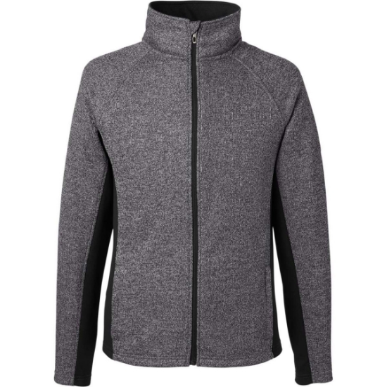 Custom Mens Constant Full-Zip Sweater Fleece Jacket Black Heather/ Black