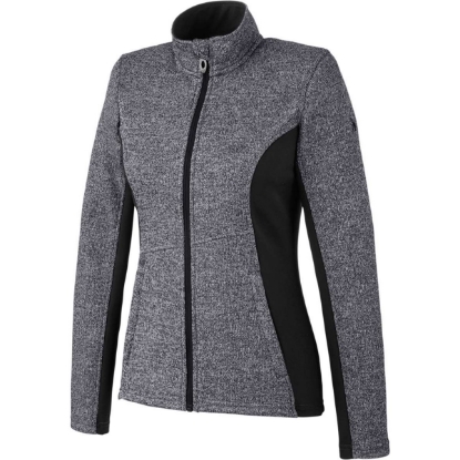 Custom Womens Constant Full-Zip Sweater Fleece Jacket Black Heather/ Black