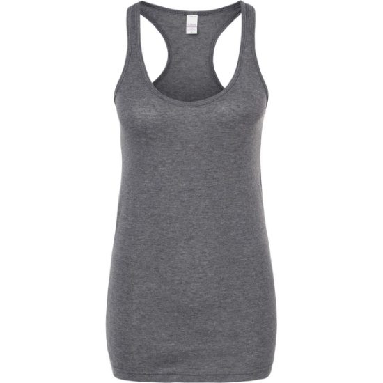 Custom Womens Poly-Rich Racerback Tank Top Heather Charcoal