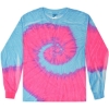 Custom Unisex Tie-Dyed Long Sleeve T-Shirt Flo Blue/ Pink