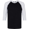 Custom Unisex CVC Three-Quarter Sleeve Tee Black/ White