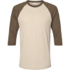 Custom Unisex CVC Three-Quarter Sleeve Tee Heather Bone/ Heather Army