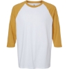 Custom Unisex CVC Three-Quarter Sleeve Tee White/ Heather Mustard