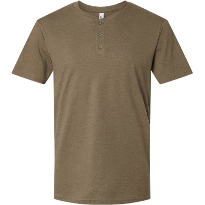 Custom Unisex CVC Henley Tee Heather Army