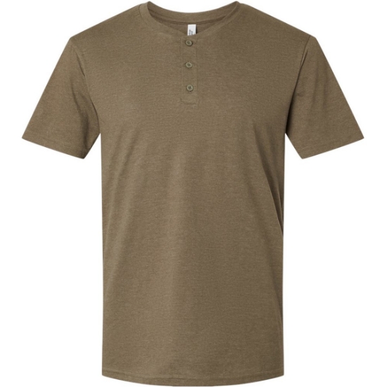 Custom Unisex CVC Henley Tee Heather Army