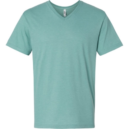 Custom Unisex CVC V-Neck Tee Heather Arctic