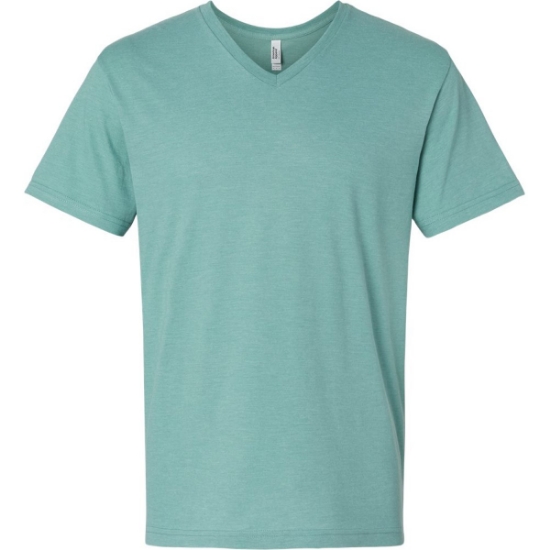 Custom Unisex CVC V-Neck Tee Heather Arctic