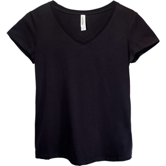 Custom Womens Ultimate CVC V-Neck T-Shirt Black