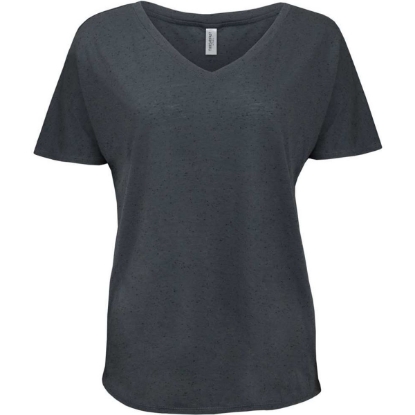 Custom Womens Tri-Blend Fleck V-Neck T-Shirt Charcoal Fleck