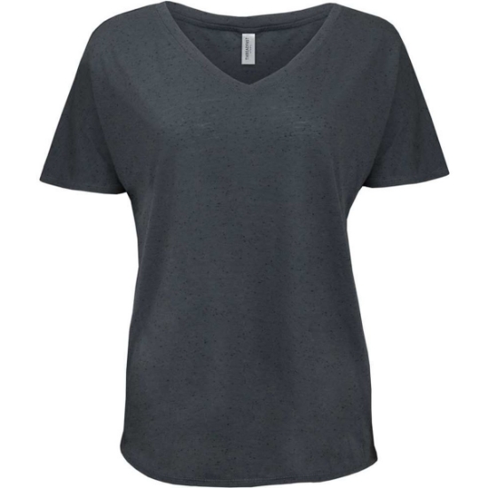 Custom Womens Tri-Blend Fleck V-Neck T-Shirt Charcoal Fleck