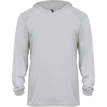 Custom Youth B-Core Long Sleeve Hooded T-Shirt Silver