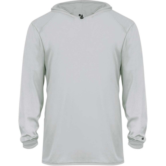 Custom Youth B-Core Long Sleeve Hooded T-Shirt Silver