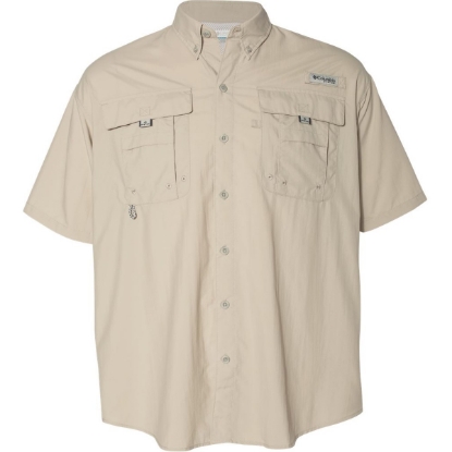 Custom Mens PFG Bahama™ II Short Sleeve Shirt Fossil