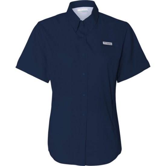Custom Womens PFG Tamiami™ II Short Sleeve Shirt Collegiate Navy