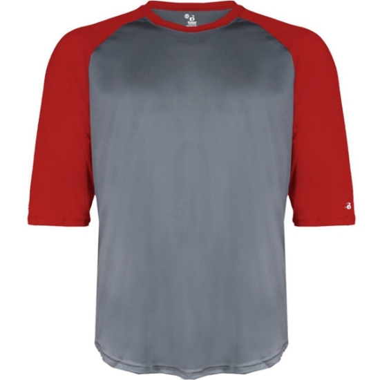 Custom Youth B-Core Three-Quarter Sleeve Baseball T-Shirt Graphite/ Red