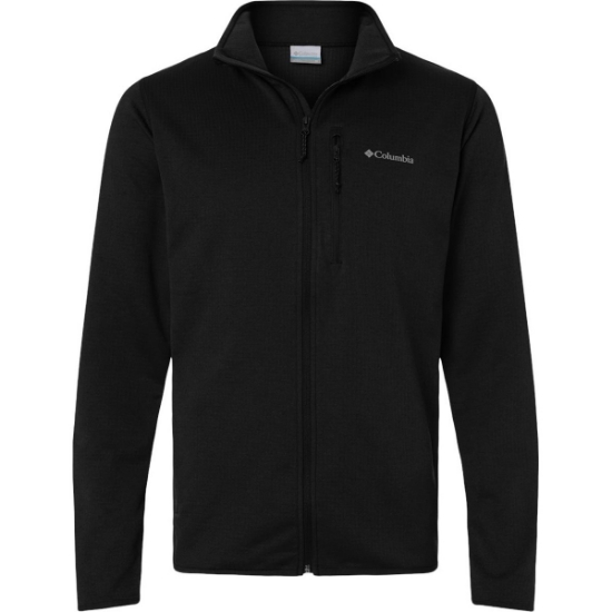 Custom Mens Essential Hike™ Grid Fleece Full-Zip Black