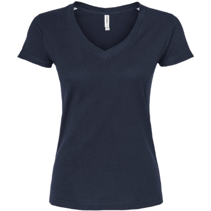 Custom Womens Fine Jersey V-Neck T-Shirt Navy