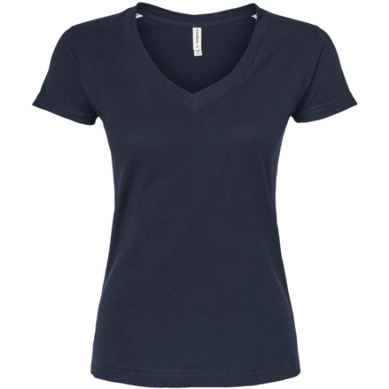 Custom Womens Fine Jersey V-Neck T-Shirt Navy