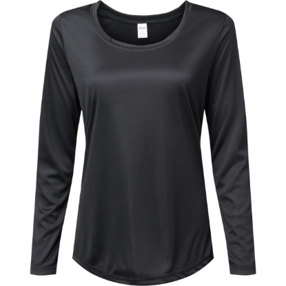 Custom Womens Long Islander Performance Long Sleeve T-Shirt Black