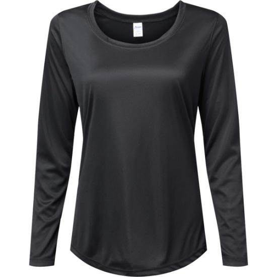 Custom Womens Long Islander Performance Long Sleeve T-Shirt Black