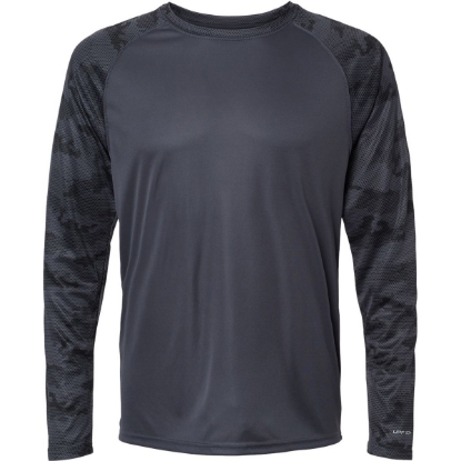 Custom Unisex Cayman Performance Camo Colorblocked Long Sleeve T-Shirt Graphite