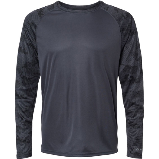 Custom Unisex Cayman Performance Camo Colorblocked Long Sleeve T-Shirt Graphite