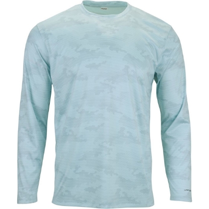 Custom Unisex Pompano Performance Camo Long Sleeve T-Shirt Aqua Blue