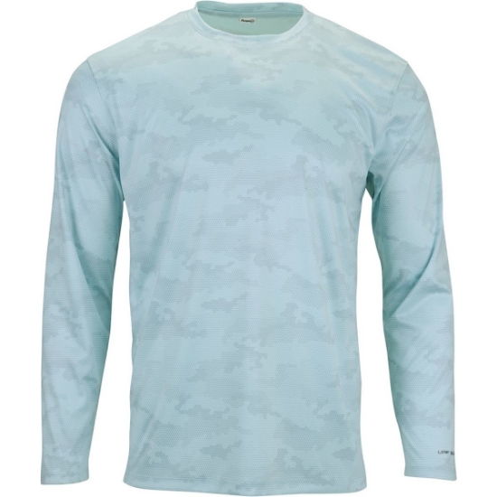 Custom Unisex Pompano Performance Camo Long Sleeve T-Shirt Aqua Blue
