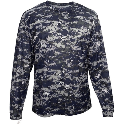 Custom Youth Digital Camo Long Sleeve T-Shirt Navy Digital