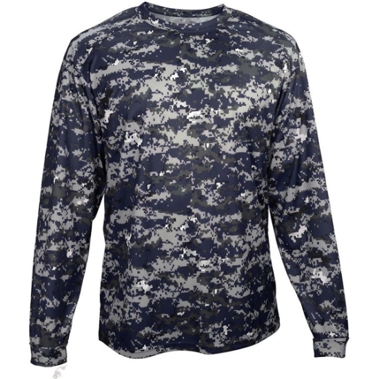 Custom Youth Digital Camo Long Sleeve T-Shirt Navy Digital