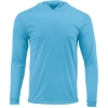 Custom Unisex Bahama Performance Hooded Long Sleeve T-Shirt Bimini Blue