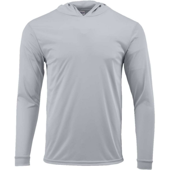Custom Youth Bahama Performance Hooded Long Sleeve T-Shirt Aluminum