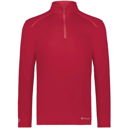 Custom Mens CoolCore® Quarter-Zip Pullover Scarlet