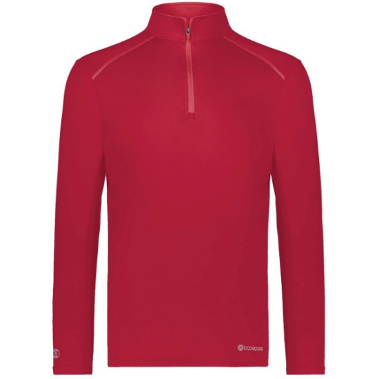 Custom Mens CoolCore® Quarter-Zip Pullover Scarlet
