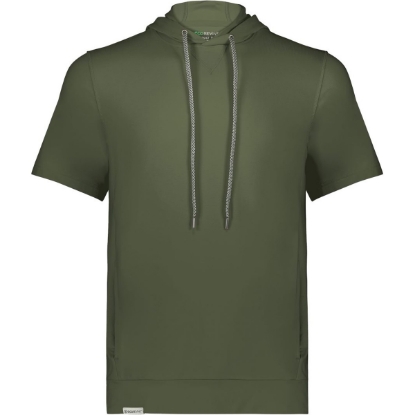 Custom Mens Eco Revive™ Ventura Soft Knit Short Sleeve Hooded Sweatshirt Olive